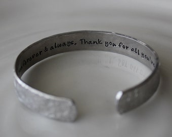 Thank You Mom Aluminum Cuff Bracelet