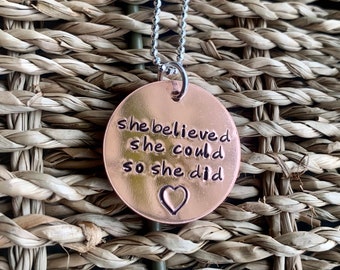 She Believed She Could Copper Necklace