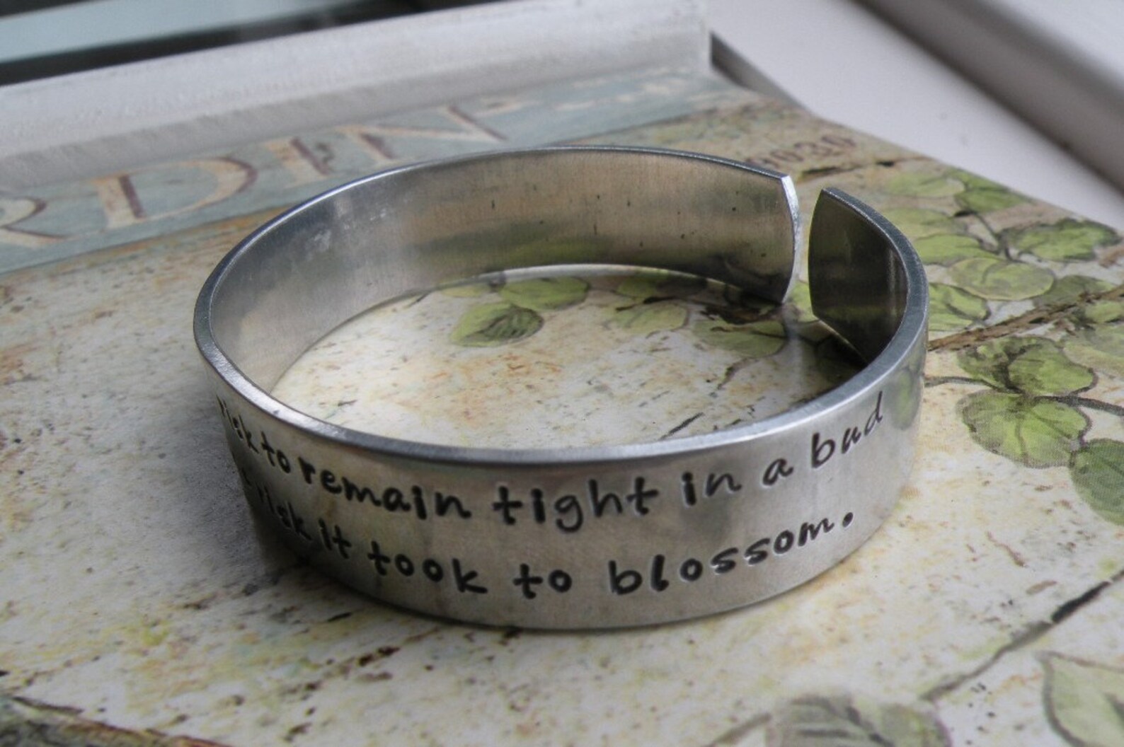 Two Line Aluminum Inspirational Quote Cuff Bracelet Etsy