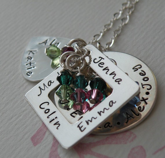 Items similar to Grandma Keepsake Necklace for 8 to 10 Grandchildren on