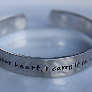 I Carry Your Heart Aluminum Cuff Bracelet image 2