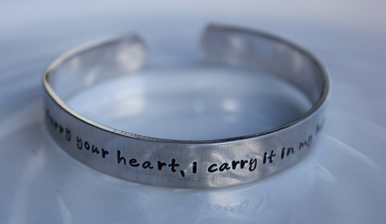 I Carry Your Heart Aluminum Cuff Bracelet image 2