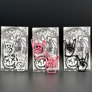 Handmade Earrings | PLUR Energy, Rock Hands & Rave Love | 3D Printed Jewelry