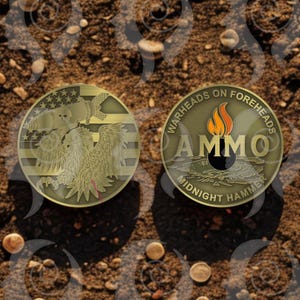AMMO Coin – Warheads on Foreheads | Midnight Hammer | Military Coin | Pisspot