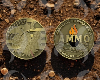 AMMO Coin – Warheads on Foreheads | Challenge Coin | Midnight Hammer | Military Coin | Pisspot  (Limited Run!)