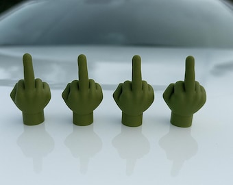 Middle Finger Valve Stem Caps: Funny Car/Bike Tire Accessories - Set of 4