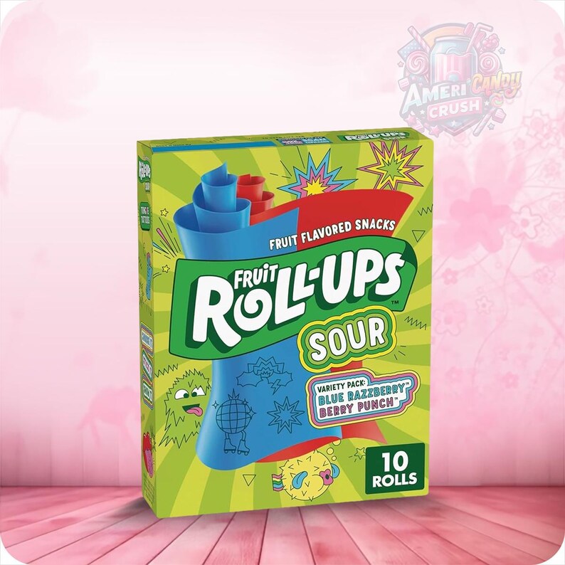 Roll Up Blue Raspberry Fruit Roll Ups Sour Variety Pack Blue Razzberry & Berry Punch I 10S 5oz ...