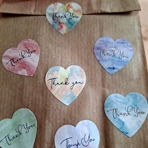 Watercolor Heart Thank You Stickers | Pastel Customer Appreciation Labels for Gifts, Wedding Favors & Small Business