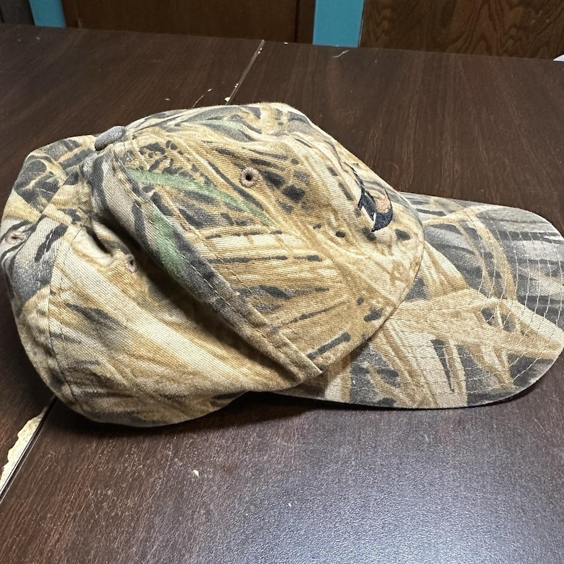 Vintage Team Industries Camo Duck Hunting Strapback Hat Mossy Oak Style Cap image 4