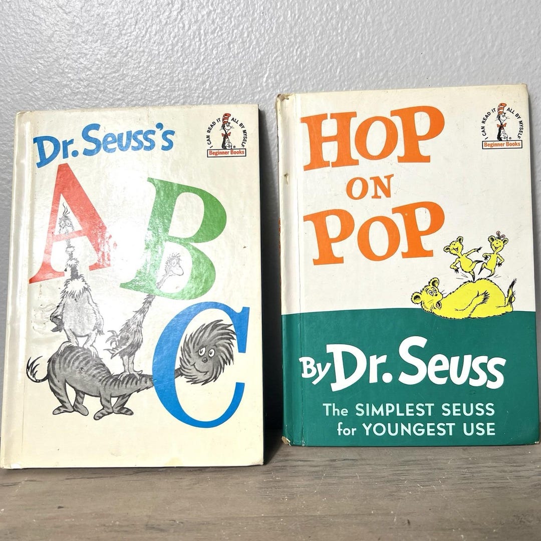 Vintage Dr. Seuss Beginner Books Hardcover Lot (1963) ABC & Hop on Pop ...