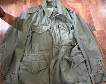 Vintage 1950s M-51 US Army OG Cotton Field Jacket Sz Medium Long