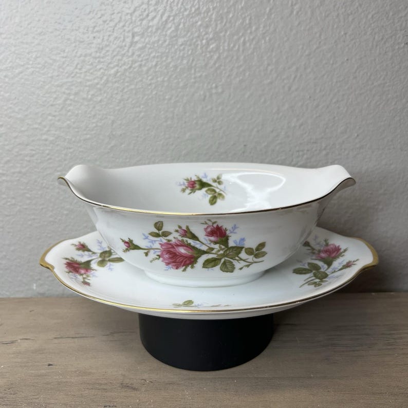 Vintage Japan Gravy Boat with Attached Underplate