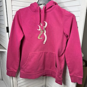 Sweat-shirt à capuche Browning vintage Y2K rose pour femme Sz L Buckmark