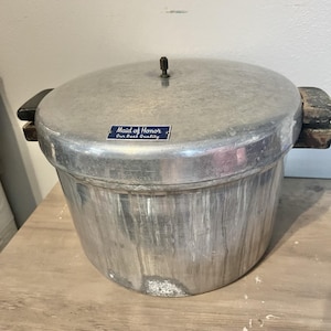 Enlatadora a presión vintage Maid of Honor, olla de aluminio de calibre grueso de 8 cuartos, década de 1950, tal como está
