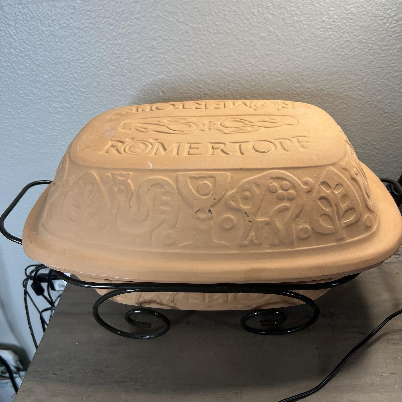 Vintage 70s-80s Römertopf 113 Clay Baker Roaster with Stand Bay Keramik Mexico