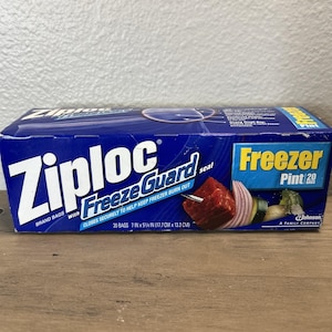 VTG 2003 Sacs de pinte pour congélateur Ziploc 20 carats FreezeGuard Seal Boîte non ouverte Discont.