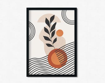 Boho Abstract Art Print: Modern Geometric Wall Decor (Digital Download)