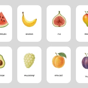 24x watercolour FRUIT flashcards-mini | VOCABULARY PRESCHOOL