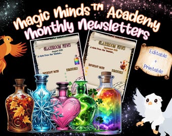 Magic Minds™ Editable Classroom Newsletters | Monthly Teacher Newsletters August–May | Printable & Digital Parent Communication |