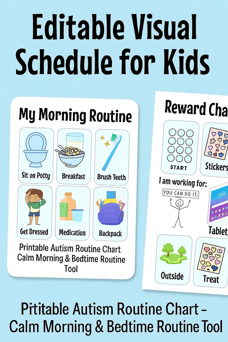 Editable Blue Visual Schedule for Kids - Etsy Canada