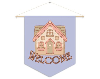 Whimsy Woods | Charming Welcome Pennant for Home Decor, Cute Banner, Housewarming Gift, Cozy Living Space Accent, Seasonal Home Welcome Sign