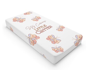 Whimsy Woods | Butterfly-Themed Baby Changing Pad Cover, Nursery Decor, Baby Shower Gift, Soft Bedding, Floral Baby Products