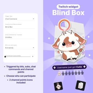 Twitch Cow Blind Box Widget: Animated Stream Overlay | Channel Points, Bits, Subs