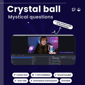 Magic Crystal Ball Twitch Widget | Channel Points or Chat Command Animated Overlay | Animated Viewer Interaction | OBS/StreamElements