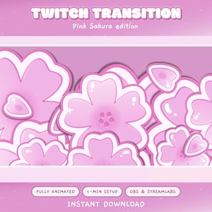 Pink Sakura Animated Stream Transition: Cozy Flower Overlay (WebM File)