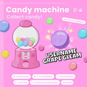 Widget animado de Gumball para Twitch: Superposición de caramelos Kawaii para Gacha (StreamElements, guía en PDF)