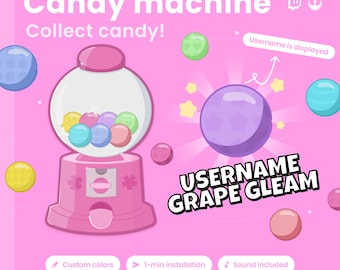 Geanimeerde Twitch Gumball-widget: Kawaii Candy Gacha-overlay (StreamElements, pdf-gids)