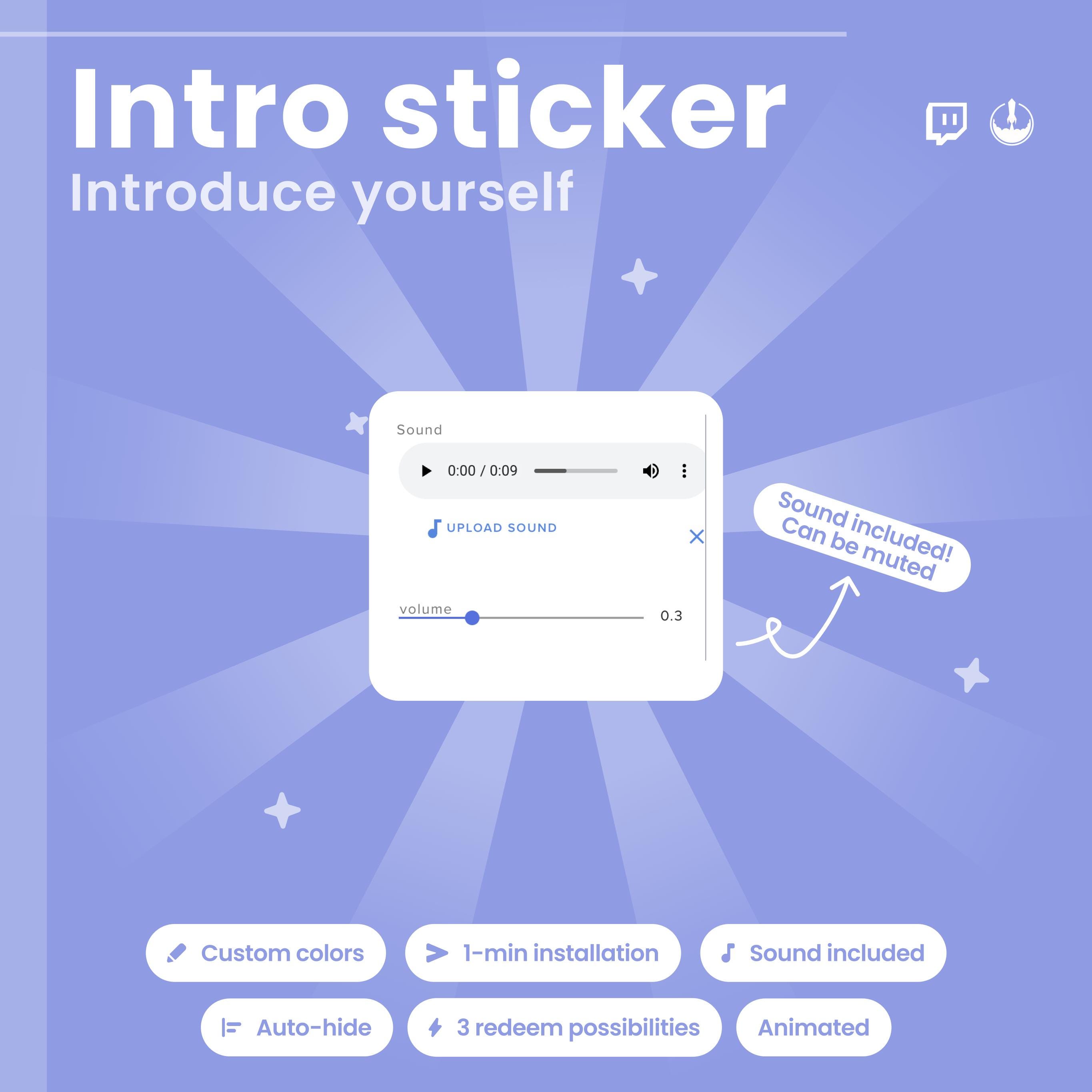 Welcome Twitch Widget Intro Sticker: Customizable Twitch Stream New ...