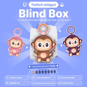 Twitch Blind Box Widget: Interaktives Stream Overlay mit Sammlerstück Affen Plushies