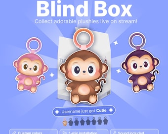 Twitch Blind Box Widget: Interactive Stream Overlay with Collectible Monkey Plushies