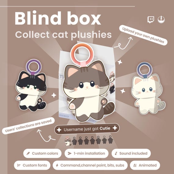 Twitch Cat Blind Box Widget: Animated Stream Overlay (Digital download)