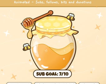Animated Honey Jar Twitch Goal Widget: Cottagecore Stream Overlay (Digital Download)