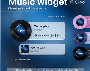 Widget de música animada de Spotify: superposición de CD para Twitch, YouTube y TikTok (descarga digital)