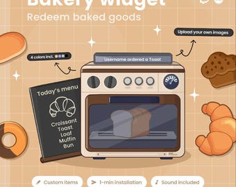 Interactive Bakery Widget - Customizable Animated Twitch Overlay - Cafe VTuber (Digital Download)