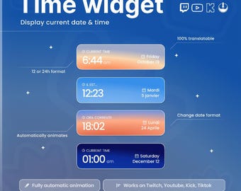 Animated Date and Time Clock Widget: Animated Sunrise Sunset Themes (Digital Download)