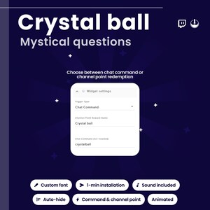 Magic Crystal Ball Twitch Widget | Channel Points or Chat Command Animated Overlay | Animated Viewer Interaction | OBS/StreamElements
