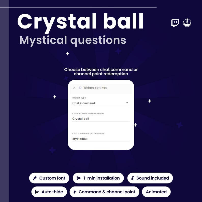 Magic Crystal Ball Twitch Widget | Channel Points or Chat Command Animated Overlay | Animated Viewer Interaction | OBS/StreamElements
