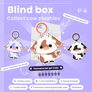 Widget Twitch Cow Blind Box: Superposición animada para la transmisión / Puntos del canal, Bits, Suscripciones