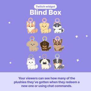 Dog Blind Box Twitch Widget – Twitch animated dog overlay | Channel Point & Command Triggered | Collectibles | OBS + StreamElements