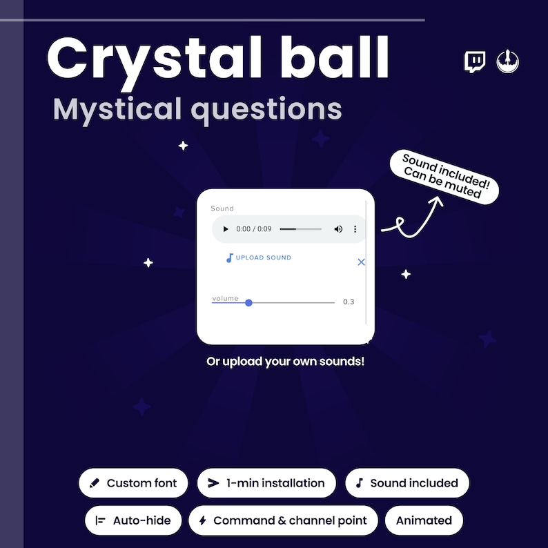 Magic Crystal Ball Twitch Widget | Channel Points or Chat Command Animated Overlay | Animated Viewer Interaction | OBS/StreamElements