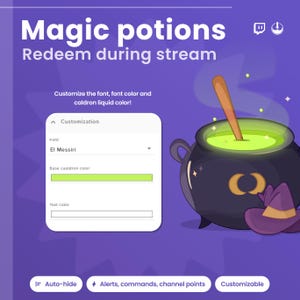 Twitch Potion Animation Widget – Interactive Witch Cauldron for StreamElements | Animated Overlay for Channel Points, Subs, Bits & More!