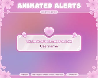 Pink Sakura Animated Twitch Alerts: Cherry Blossom Stream Overlay
