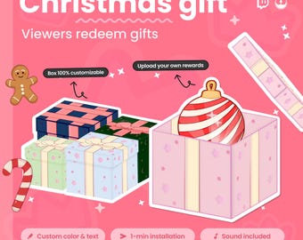 Interactive Twitch Christmas Gift Widget Overlay - Viewer Reward System, Customizable Animated Blind box Widget