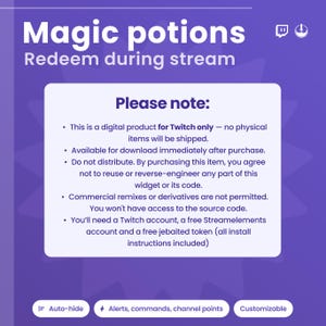 Twitch Potion Animation Widget – Interactive Witch Cauldron for StreamElements | Animated Overlay for Channel Points, Subs, Bits & More!