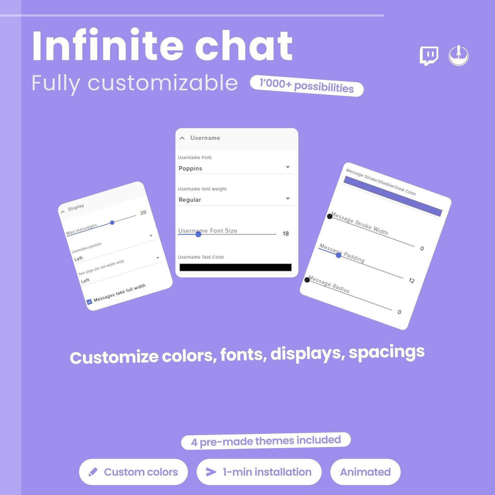 Customizable Animated Twitch Chat Overlay, 4 Base Themes and Hundreds ...
