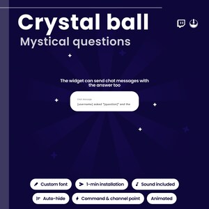 Magic Crystal Ball Twitch Widget | Channel Points or Chat Command Animated Overlay | Animated Viewer Interaction | OBS/StreamElements